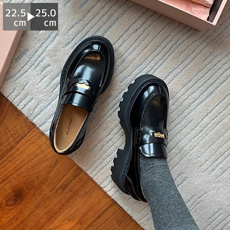 ローファー 靴 レディース ラウンドトゥ 6cmヒール 厚底 太ヒール コインローファー 合皮 レザーシューズ 抗菌 消臭 軽量 柔らか モード系 痛くない コーデ 春 夏 秋 歩きやすい 滑り止め 柔らかい 立ち仕事 お仕事 通学 通勤 オフィス 学生 卒業式 黒 忘年会 就活 就職のサムネイル