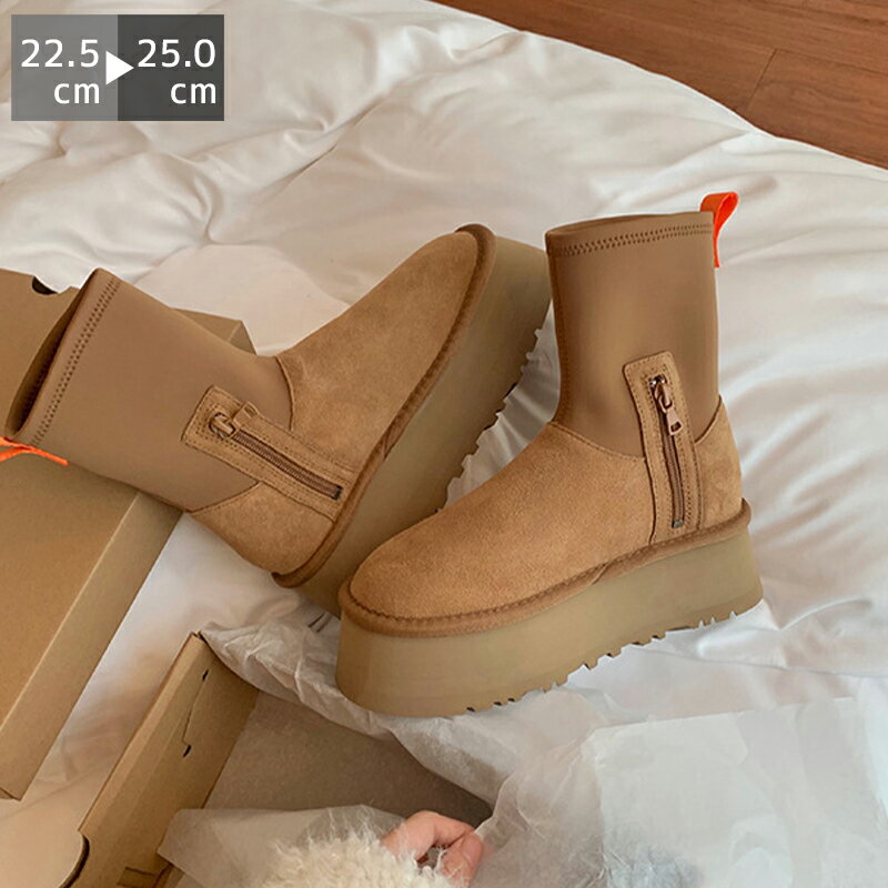 ムートンブーツ レディース ムートン ブーツ ショートブーツ ミドルブーツ 厚底 暖かい あったか 合成底 6センチヒール 撥水 防滑 痛くない 防寒 暖かい ...