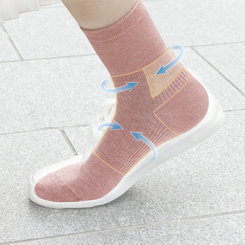 もう普通の靴下には戻れない！ 一日中疲れないテーピングソックス。 薄くて柔らかいので脱ぎ履きがラクラクですよ♪ こだわりのテーピング編み3点サポート アキレス腱 着地と蹴り出し時にかかる負担を軽減 足首 足首を安定させぐらつき予防 足裏アー...