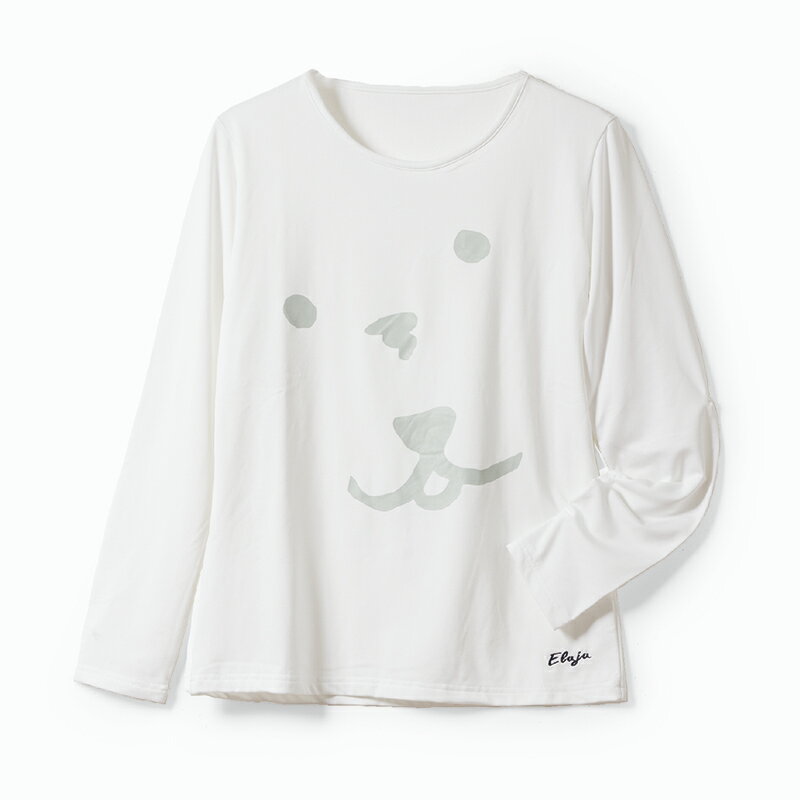 乐天商城 - エルジュストレッチ裏起毛長袖プリントTシャツ