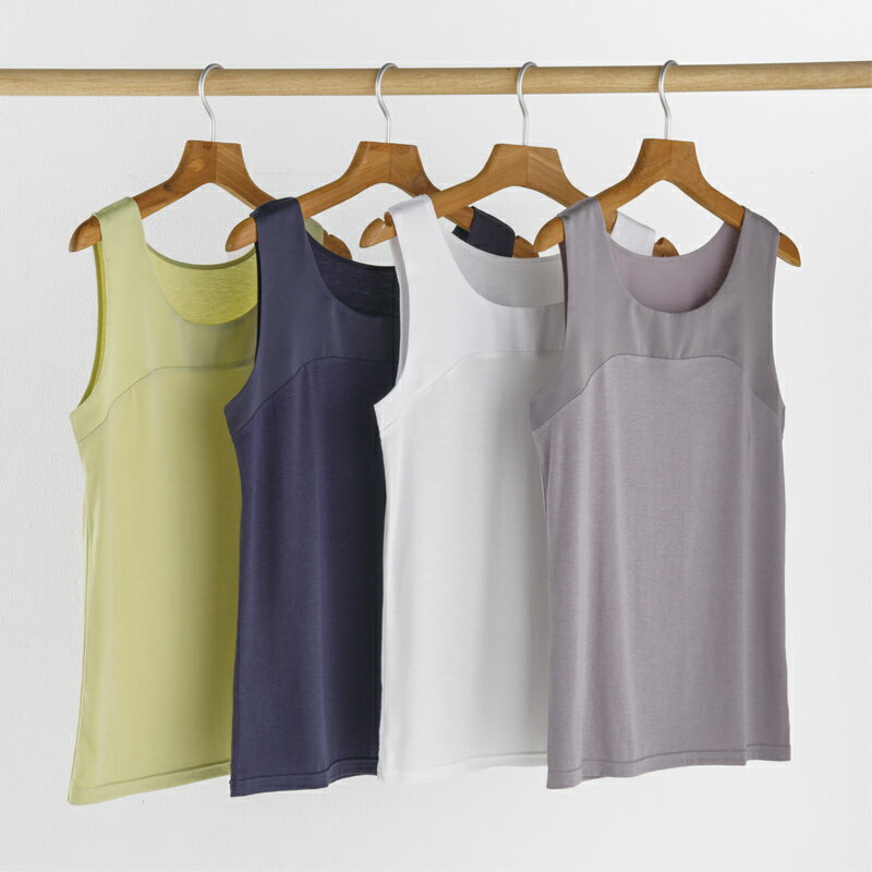 さらり綿混切替タンクトップ