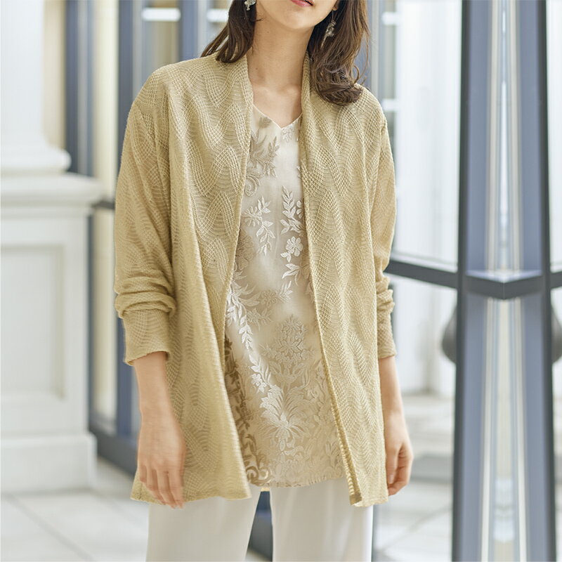 ラメ＆刺しゅうレース使いアンサンブル