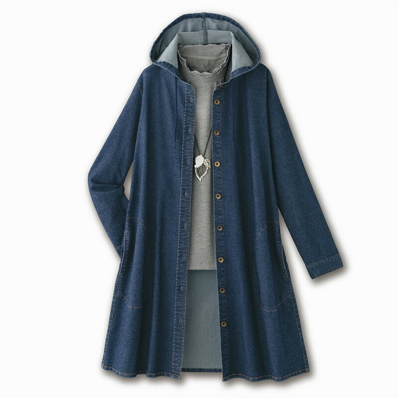 フード付デニムロングジャケット...