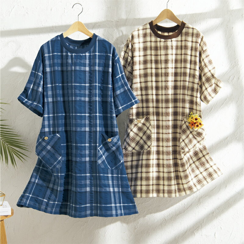 樂天商城 - 綿100％サッカー素材の涼やか家事服2色組