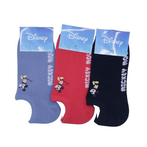 【送料無料】 版権 婦人ソックス ミッキー刺繍 (ブルー・レッド・ブラック) (22-24cm) (3足セット)みっとめるへん社