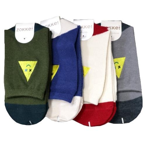 楽天エプロン会　楽天市場店【送料無料】 クルーソックス （三角フェイス） （アソート） （23-25cm） （おまかせ3足セット）みっとめるへん社