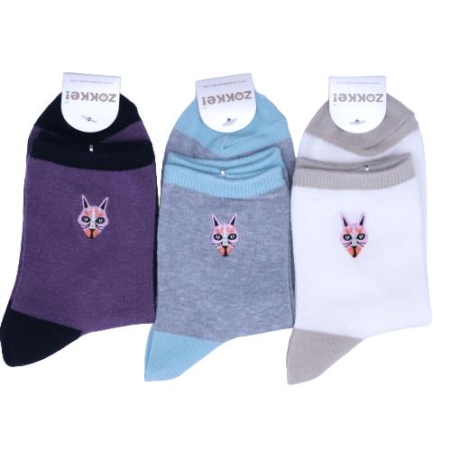 【送料無料】 クルーソックス (パープル・グレー・ホワイト) (23-25cm) (3足セット)みっとめるへん社