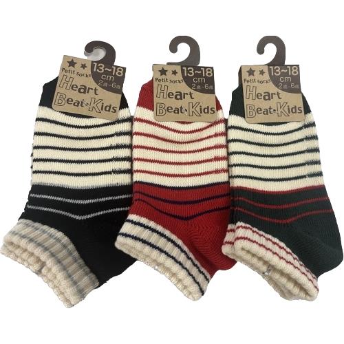 【送料無料】 ブラック、レッド、ネイビー(13-18cm)(2歳〜6歳)(切替ボーダー柄)(3足セット)みっとめるへん社
