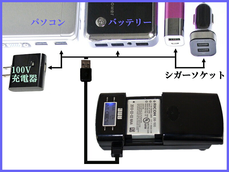 ANE-USB-05 電池パック充電器 [docomo:Optimus LTE L-01D 電池パックL15対応][USB電源接続タイプ][充電状態が分かる画面付][高出力:高機能]パソコン:モバイルバッテリー:充電器等のUSBに接続して使用 予備の電池パック充電に便利 バッテリー充電器