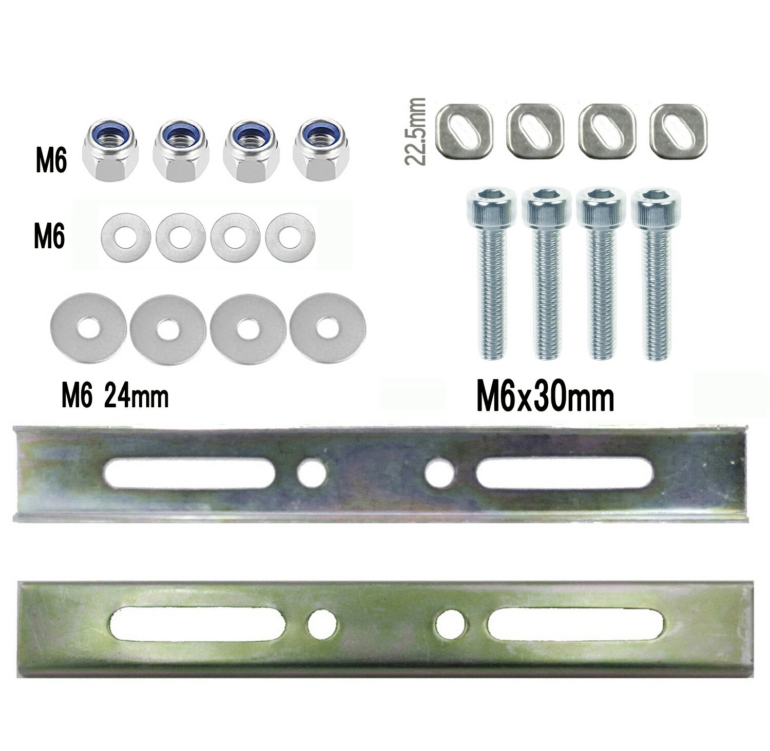 ベースプレート取付パーツセット ボルト径6mm リアボックスパーツ トップケース ボルト ナット ブラケットセット 汎用タイプ リアボックス ベースプレート取付セット リアボックス 取付 パーツ 取付キット リアボックス 取付 ステー パーツ (set-15) (topcaseop-9)