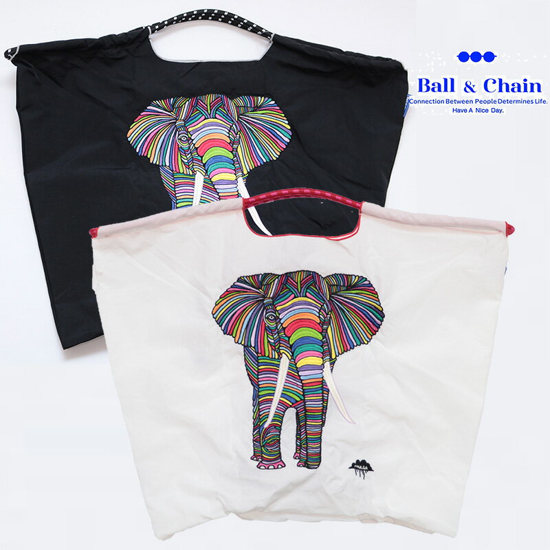 Ball＆Chain ボール＆チェーン 319108 MULGA ELEPHANT エデン ＜Lサイズ＞ ぞう 象 ゾウ トートバッグ エコバッグ ショッピングバッグ ハンドバッグ 刺繍 ギフト ボールチェーン BLUE LABEL ボールアンドチェーン | バッグ 定番のサムネイル
