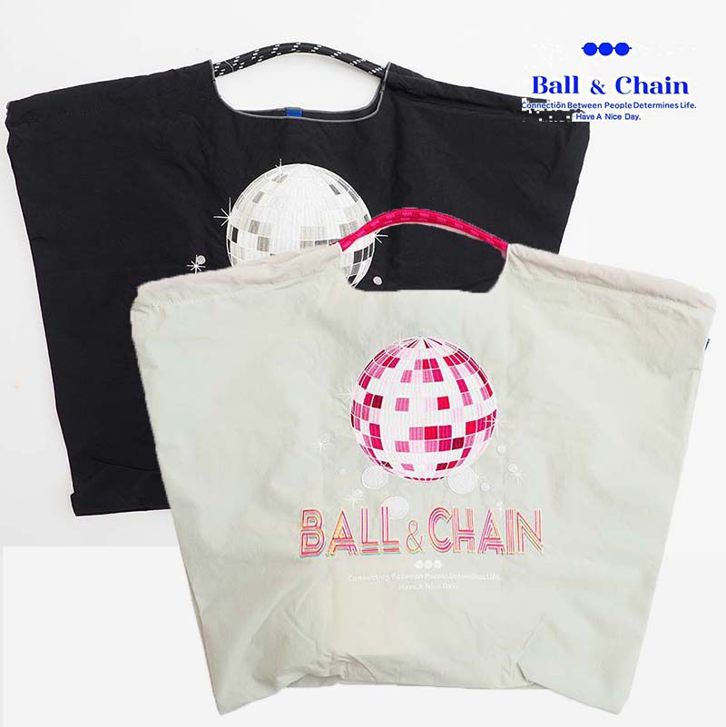 Ball＆Chain ボール＆チェーン 301123 MIRROR BALL ＜Lサイズ＞ ミラーボール トートバッグ エコバッグ ショッピングバッグ ハンドバッグ 刺繍 ギフト ボールチェーン BLUE LABEL ボールアンドチェーンのサムネイル