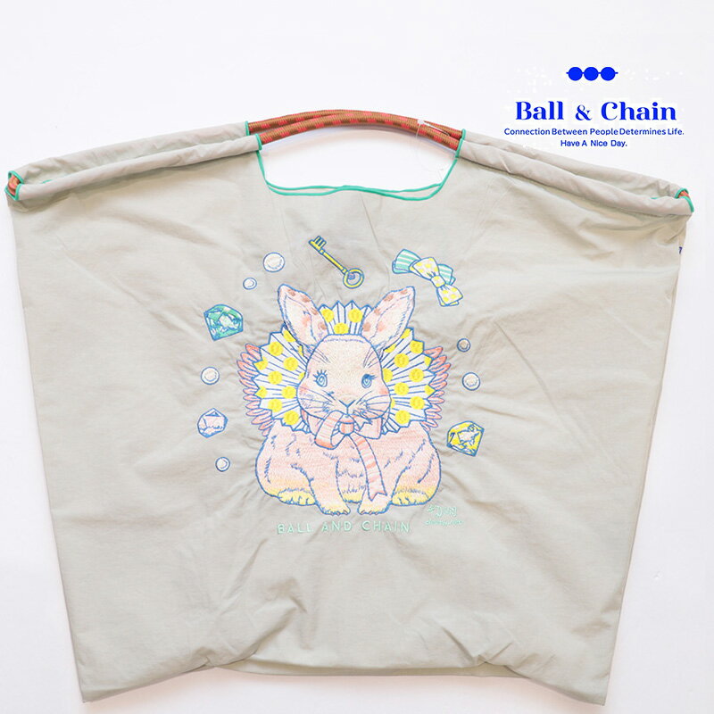 Ball＆Chain ボール＆チェーン 313114 D.M.RABBIT ＜Lサイズ＞ ラビット うさぎ ウサギ トートバッグ エコバッグ ショッピングバッグ ハンドバッグ 刺繍 ギフト ボールチェーン BLUE LABEL ボールアンドチェーンのサムネイル