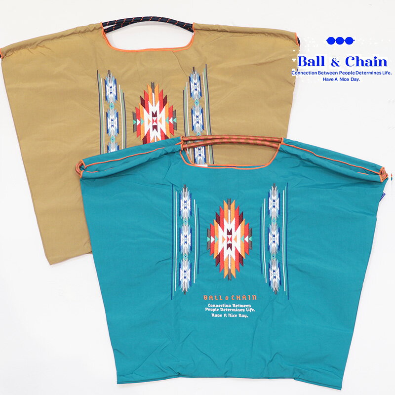 Ball＆Chain ボール＆チェーン 301153 NATIVE2 ネイティブ柄2 ＜Lサイズ＞ トートバッグ エコバッグ ショッピングバッグ ハンドバッグ 刺繍 ギフト ボールチェーン BLUE LABEL ボールアンドチェーン