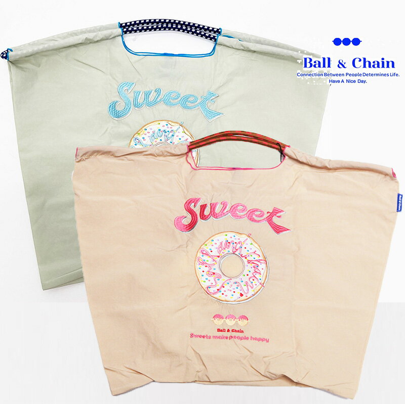 楽天セレクトショップ・アプトBall＆Chain ボール＆チェーン 301131 SWEET ＜Lサイズ＞ スイーツ ドーナツ トートバッグ エコバッグ ショッピングバッグ ハンドバッグ 刺繍 ギフト ボールチェーン BLUE LABEL ボールアンドチェーン