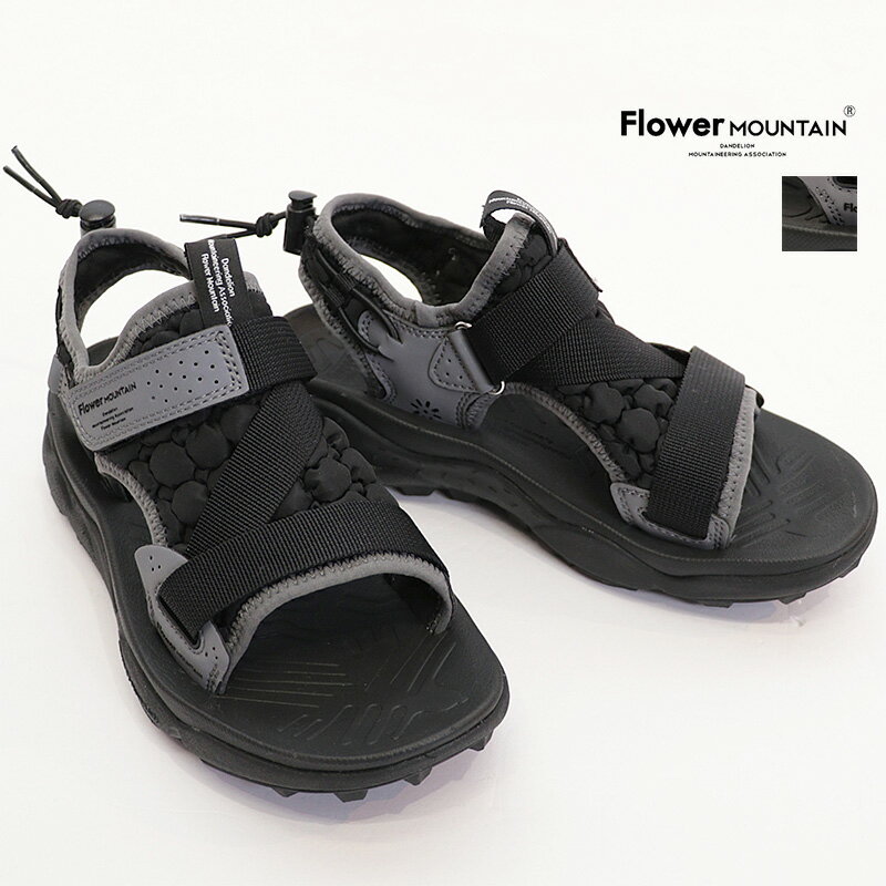 Rakuten - FLOWER MOUNTAIN フラワーマウンテン FM30083 NAZCA ナスカ Cloudy black パディングメッシュサンダル ベルトサンダル スポーツサンダル スポサン スニーカーサンダル | 26SS シューズ 春夏