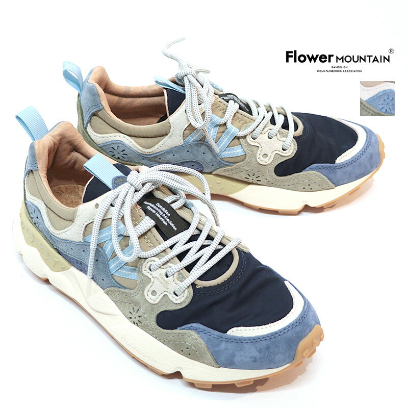 Rakuten - FLOWER MOUNTAIN フラワーマウンテン FM63781 YAMANO3 ローカットスニーカー Navy Blue Khaki ネイビーブルー ナイロン×スウェード ウォーキングシューズ ヤマノ3 | 26SS シューズ