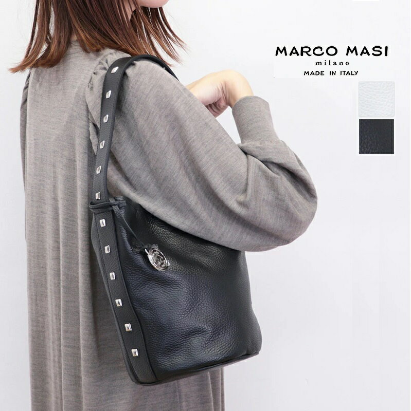 Rakuten - 【apt別注】MARCO MASI マルコマージ 3727 DOL/BORC スタッズ付き バケツ型トートバッグ ハンドバッグ ラウンド型 本革 肩掛け | 秋冬 バッグ 25AW