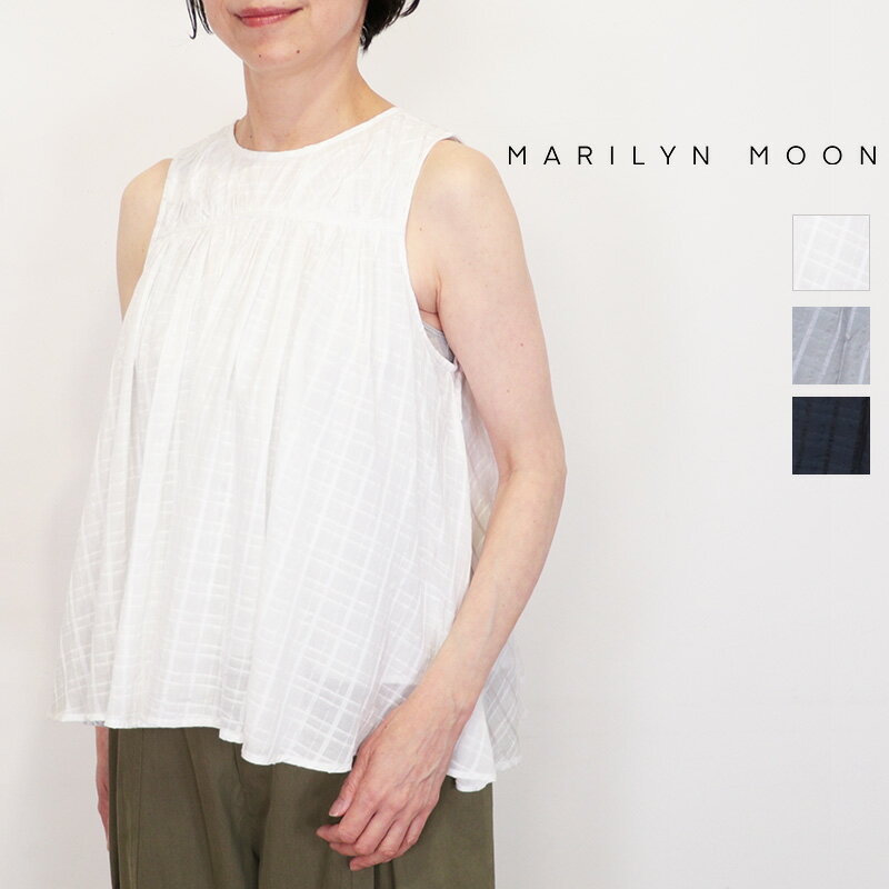 Rakuten - MARILYN MOON マリリンムーン 4262-178 ノースリーブ シアーチェック2WAYギャザーブラウス sheer check 2way gathered blouse | 26SS トップス 春夏