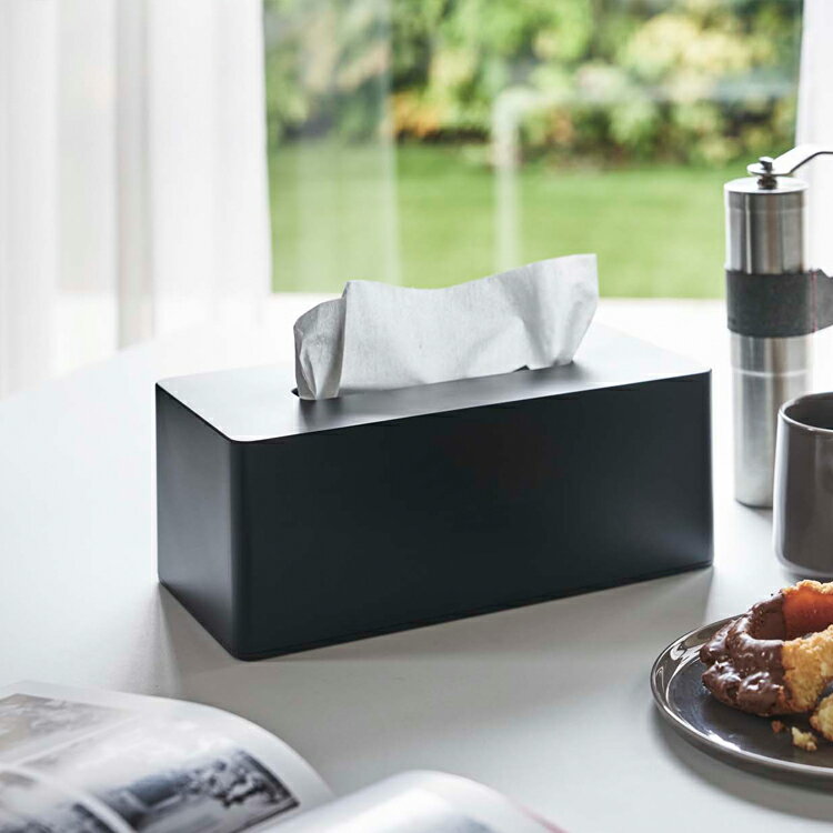 [ 厚型対応ティッシュケース タワー ] 山崎実業 タワーシリーズ tower ティッシュ ティッシュホルダー 収納 壁掛け 木ネジ 浮かせ収納 ティッシュ入れ ホワイト ブラック 3901 3902
