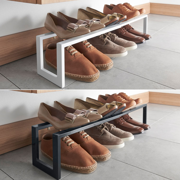 [ LINE 伸縮シューズラック ライン 1段 ] 山崎実業 下駄箱 玄関 収納 ホワイト 3188 ブラック 3189 [2]