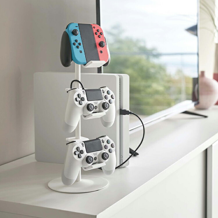 山崎実業 スマートシリーズ 【 smart ゲームコントローラー収納ラック スマート 】 収納 ゲーム機 ゲーム周辺機器 電子機器 リングフィット Switch PS4 コントローラー ゲーミング テレビ周り リビング収納 シンプル スリム ホワイト ブラック 白 黒 5088 5089 Yamazaki 2