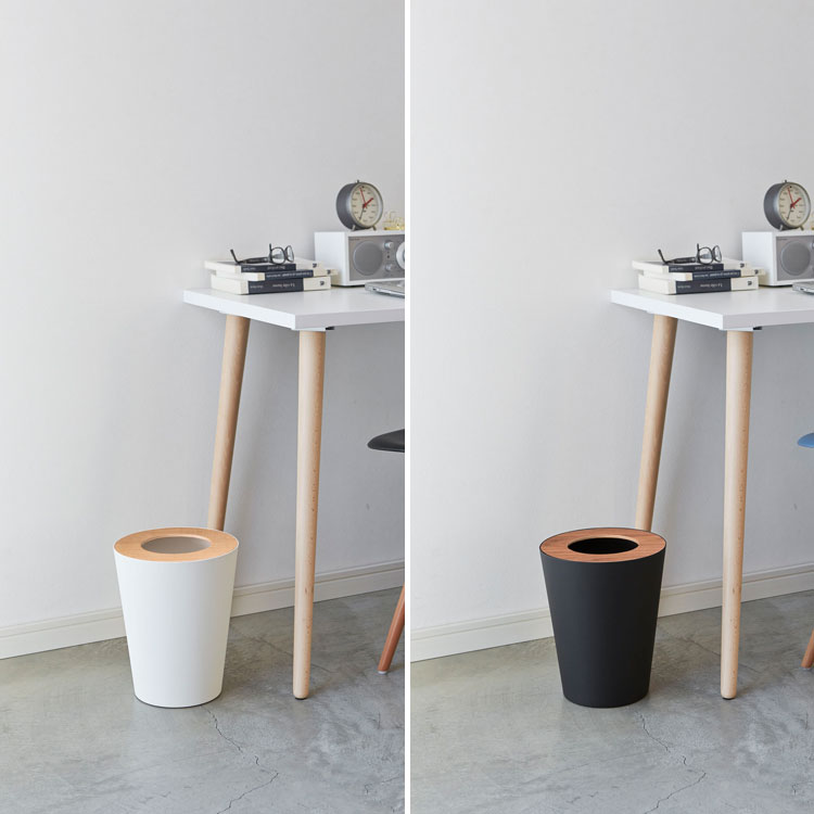 [ RIN トラッシュカン リン 丸型 約7L ] 山崎実業 リンシリーズ ごみ箱 ごみばこ ゴミ箱 木製 リビング ブラウン ナチュラル 3197 3198