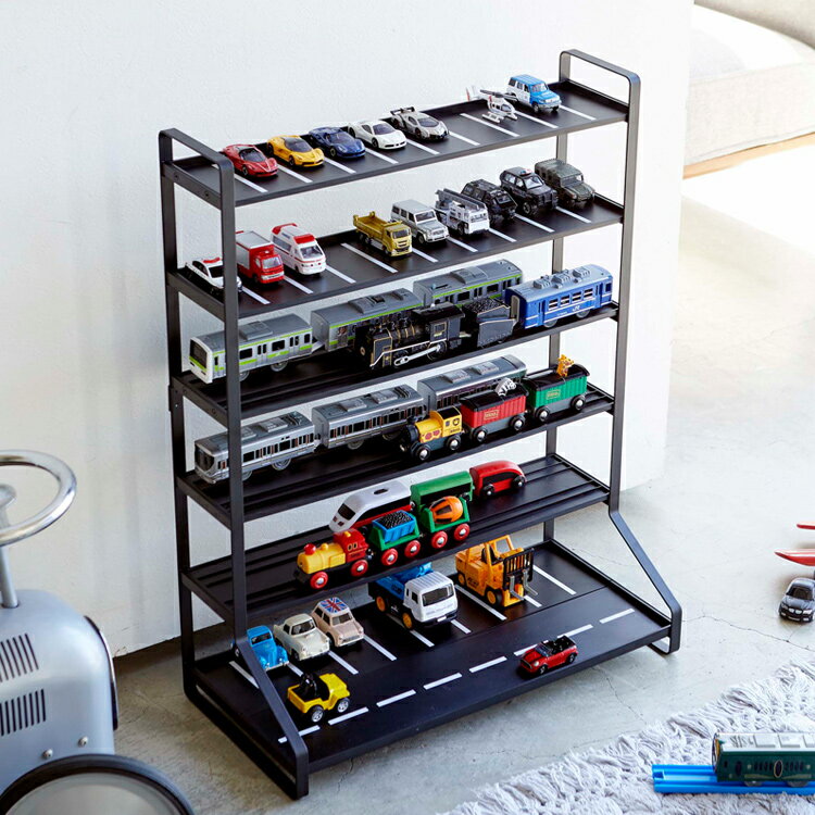 [ tower ミニカー&レールトイラック タワー ] 山崎実業 タワーシリーズ おもちゃ収納 ミニカー収納 電車収納 列車収納 ホワイト ブラック 5018 5019 [2]