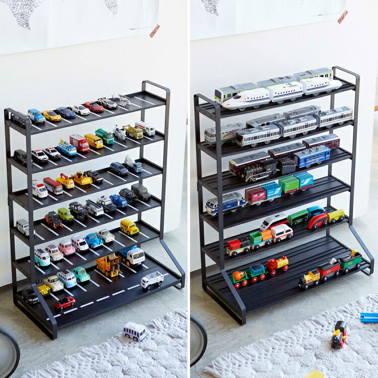 [ tower ミニカー&レールトイラック タワー ] 山崎実業 タワーシリーズ おもちゃ収納 ミニカー収納 電車収納 列車収納 ホワイト ブラック 5018 5019 [3]