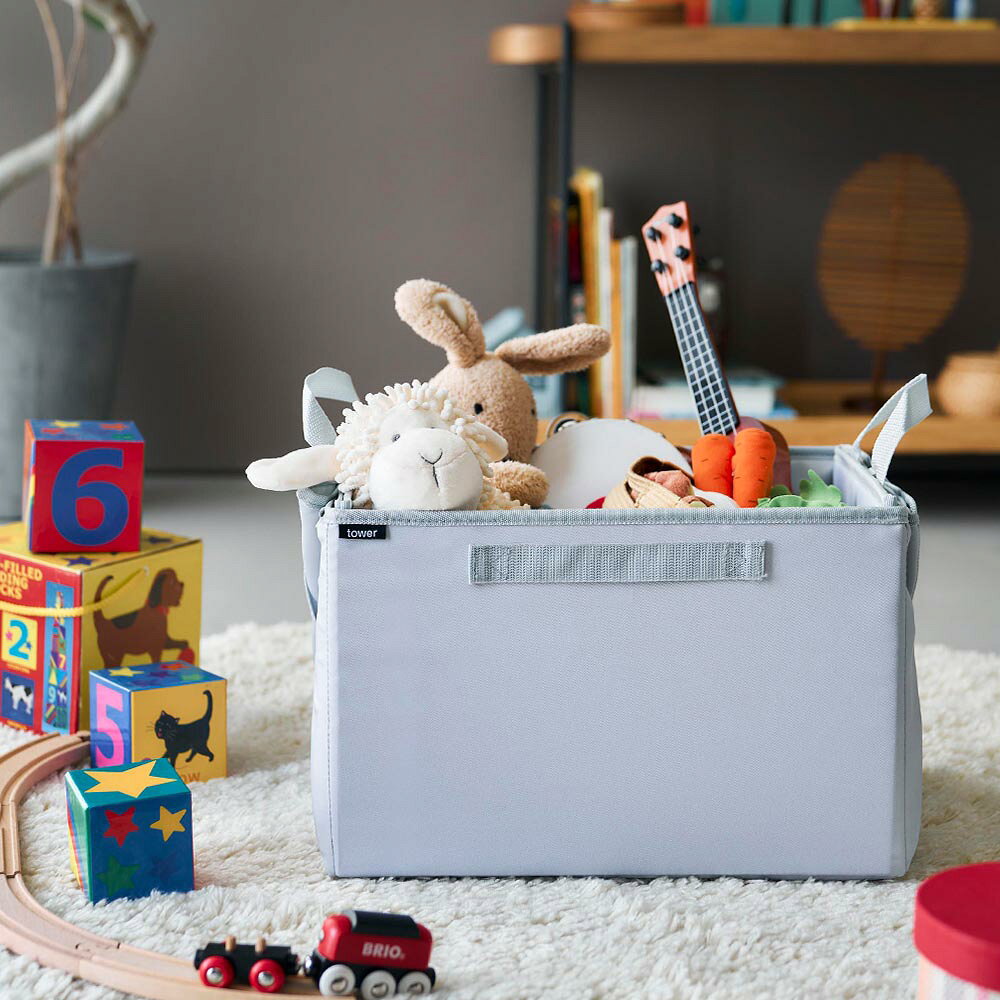 [ tower プレイマットにもなるおもちゃ収納 タワー ライトグレー(10169) ] 山崎実業 タワーシリーズ トイボックス おもちゃ箱 子ども用 おしゃれ ボックス おもちゃ収納