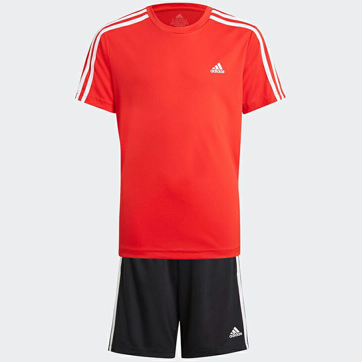 キッズ 半袖Tシャツ ハーフパンツ 2点セット ジュニア 120-160cm 男の子/アディダス adidas B D2M 3ストライプス Tシャツショーツセット/スポーツウェア ボーイズ サッカー 運動 セットアップ/29256-GN1493