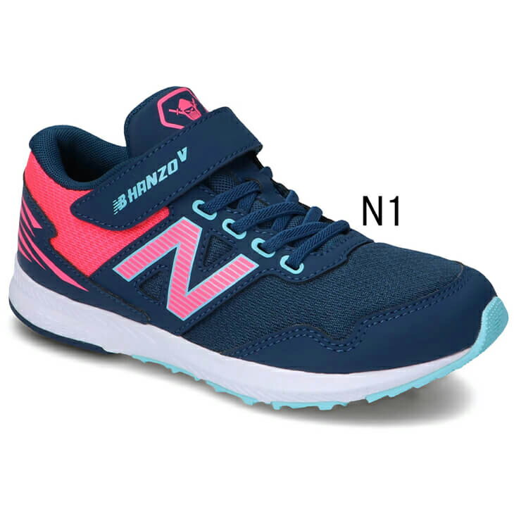 キッズ ジュニア ランニングシューズ 17-21.0cm 子供靴/ニューバランス Newbalance NB HANZO V ハンゾー/レーシング 運動会 小学生 男の子 女の子 運動靴 ベルクロ ゴム紐 くつ/PXHANV-A