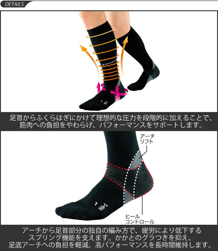 ザムスト ZAMST 機能性ソックス HA-1 着圧タイプ コンプレッションソックス Sサイ...