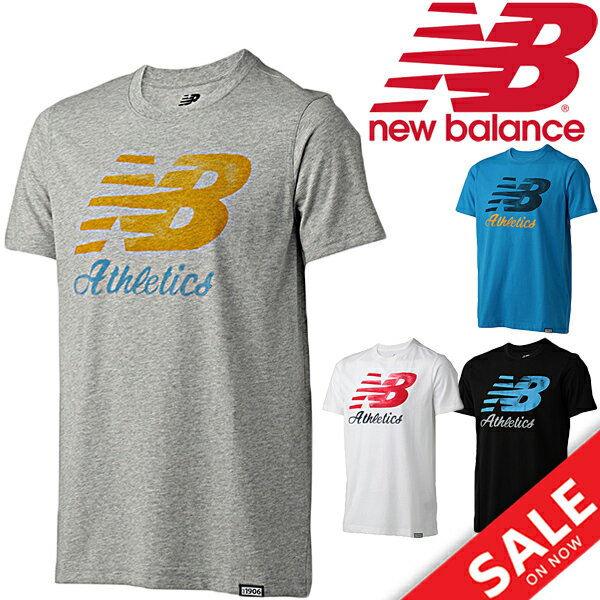 半袖Tシャツ メンズ ニューバランス newbalance クルーネック ビッグロゴ プリントT スポーツカジュアル ウェア 紳士 男性 トップス 手描き風デザイン/MT71508
