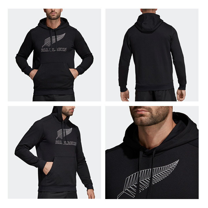 スウェット パーカ アディダス adidas オールブラックス サポーターフーディー ALL BLACKS スポーツウェア プルオーバー ビッグロゴ スエット トレーナー 男性用 フーディ トップス/EKW36