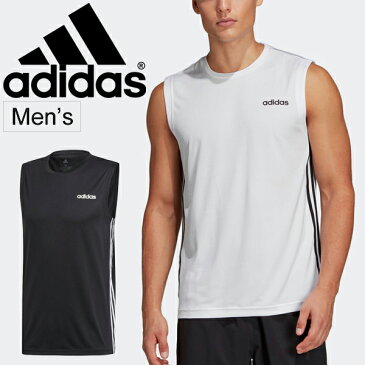 【全P5倍＆クーポンあり★6月11日まで】ノースリーブシャツ メンズ アディダス adidas M CORE スリーブレス3ストライプスTシャツ/男性用 スポーツウェア 自宅トレーニング ランニング ジム 袖なし クルーネック トップス/FSF39