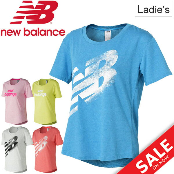 Tシャツ半袖レディースニューバランスnewbalanceヘザーテックTEEスポーツウェアビッグロゴ女性用半袖シャツクルーネックラ