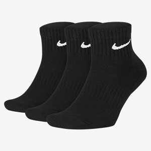 ソックス 3足セット 靴下 メンズ レディース キッズ ナイキ NIKE 3P エブリデイ クッション アンクル ソックス 3足組 スポーツ クォーター 通学 スクール 普段使い/SX7667-010