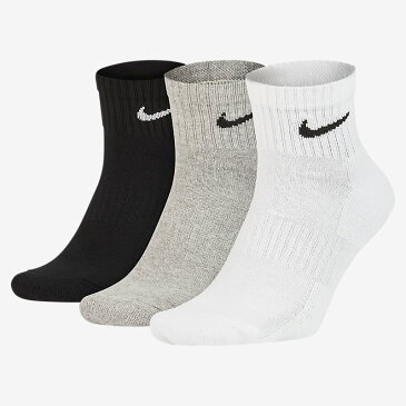 【全品P5倍★5月5日限定】ソックス 3足セット 靴下 メンズ レディース キッズ ナイキ NIKE 3P エブリデイ クッション アンクル ソックス 3足組 スポーツ クォーター 通学 スクール 普段使い/SX7667-901