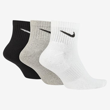 【全品P5倍★5月1日(土)限定】ソックス 3足セット 靴下 メンズ レディース キッズ ナイキ NIKE 3P エブリデイ クッション アンクル ソックス 3足組 スポーツ クォーター 通学 スクール 普段使い/SX7667-901