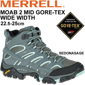 【全品P5倍★10月10日限定】アウトドアシューズ レディース 3E相当 ミッドカット/メレル MERRELL モアブ 2 ミッド ゴアテックス ワイドワイズ GORE-TEX/防水 女性 靴 幅広 ハイク トレッキング タウンユース/MOAB2MDGORE-WIDE-W【取寄】【返品不可】