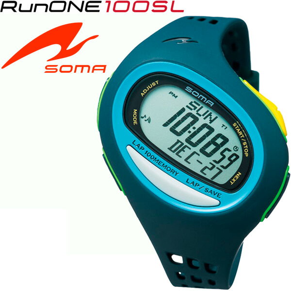 【全品P5倍★8月20日限定】ランニングウォッチ　腕時計 メンズ レディース SOMA ソーマ　RnuONE 100SL LARGE（ランワン）ラージサイズ マラソン スポーツ ネイビー×オキシブルー/HSC-NS08004【取寄】