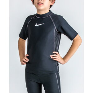 キッズ ラッシュガード 半袖 男の子 水着 ジュニア スイムウェア ナイキ NIKE 子供用 120-170サイズ トップスのみ UVカット 紫外線対策 水泳 プール レジャー 海水浴 1981915-18