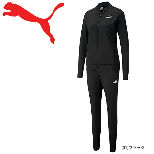 ジャージ 上下セット 裏起毛 トリコット起毛 レディース/プーマ PUMA ファブリックミックス トラックスーツ/スポーツウェア 上下組 女性 トレーニング フィットネス セットアップ/585332