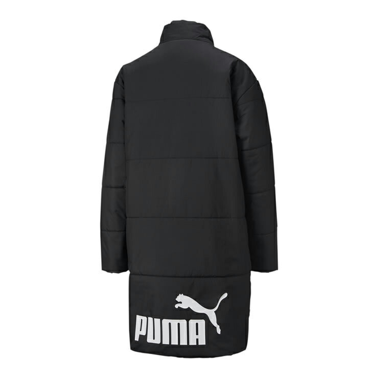 【全品P5倍★8月30日限定】中綿コート 中わた レディース アウター/プーマ PUMA ESS+ ロングパデッドコート/ベンチコート 防寒 撥水 女性 スポーツ カジュアル 通勤通学 黒 ブラック ロゴ シンプル/585092【ギフト不可】【RKap】