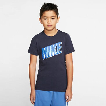 【全品P5倍★5月5日限定】キッズ Tシャツ 半袖 男の子 女の子ジュニア ナイキ NIKE YTH ブロック ナイキ Tee/スポーツウェア 子供服 130-160cm 紺 ネイビー ロゴT 普段使い トップス/CU4570-451