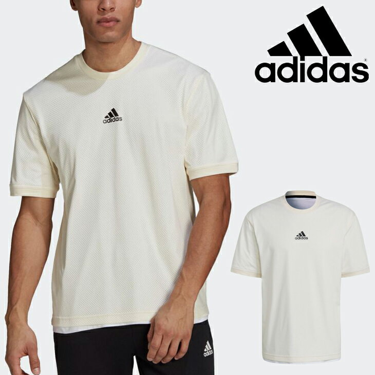 半袖 Tシャツ メンズ アディダス adidas M 2Layers Tee/スポーツウェア 白 ホワイト ルーズフィット クルーネック 男性 カジュアル 半袖シャツ コットン製 トップス/AR871-GP7222