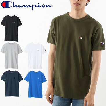 Tシャツ 半袖 メンズ チャンピオン Champion SHORT SLEEVE T-SHIRTS/スポーツウェア カジュアル ベーシック 男性 クルーネック ロゴ刺繍 半袖シャツ コットン100% トップス/C3-T304