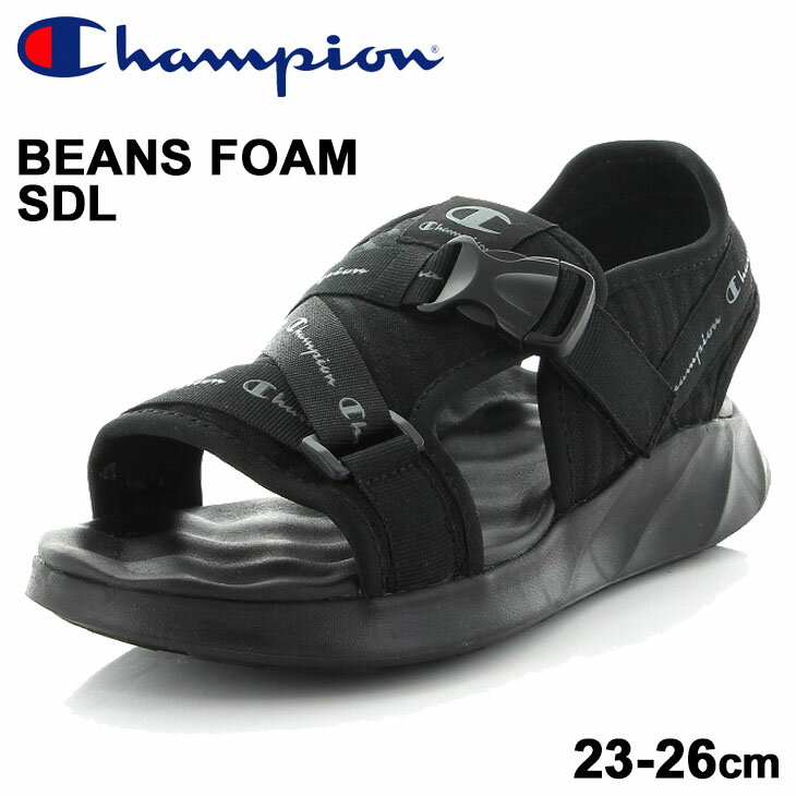 【最大P7倍★6月5日限定】送料無料 スポーツサンダル レディース チャンピオン Champion BEANS FOAM SDL/アウトドアスタイル カジュアル 女性 23-26cm サマーシューズ 靴 くつ ブラック 黒/CP-LS056