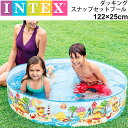 ◆ 商品詳細情報 ◆ ブランド インテックス INTEX 商品番号 U-58477 サイズ 製品サイズ:(約)122×25cm 水量目安:高さ24cmまで入れて218L 素材 塩化ビニル樹脂(非フタル酸系可塑剤使用) ◆画像のカラーについて◆ 商品画像のカラーにつきましては、PC、モバイルなど閲覧環境等により実物のカラーと多少異なることもございます。 予めご理解のうえご注文を賜りますようお願いいたします。 ギフト対応【インテックス INTEX / 家庭用プール】 ◆　商　品　説　明 ◆ □□□当店で販売しております商品はすべて【正規取扱品】です□□□ 家庭用プールで有名なINTEX（インテックス）社製「ダッキングスナップセットプール」です。 空気入れ不要！水を入れるだけの簡単設営。 ビーチで遊ぶかわいいアヒル柄のリングプール 収納性も抜群で丈夫なビニール素材を使用しています。 ◇対象年齢：3歳以上 ◇材質：塩化ビニル樹脂(非フタル酸系可塑剤使用) ◇付属品/修理用リペアパッチ ◇製品サイズ:(約)122×25cm ◇水量目安:高さ24cmまで入れて218L 【使用上の注意】 お子様だけの使用は絶対におやめ下さい。必ず保護者・大人の方とご一緒にご利用ください。 家庭用プールであっても水難事故の恐れがありますことを御認識願います。 ●製品のパッケージ(外装)について● 本製品は、メーカーから入荷した状態で発送しております。 若干の箱汚れ、破れ、ビニール袋の破れがある場合がございますが、製品には問題はありません。 あらかじめ、ご了承くださいませ。 ※製品の価格・デザイン・仕様について、予告なく変更することがあります。あらかじめご了承ください